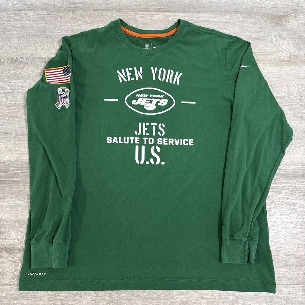 New York Jets Shirt Men’s XL Green Nike Salute To Service NFL Long Sleeve